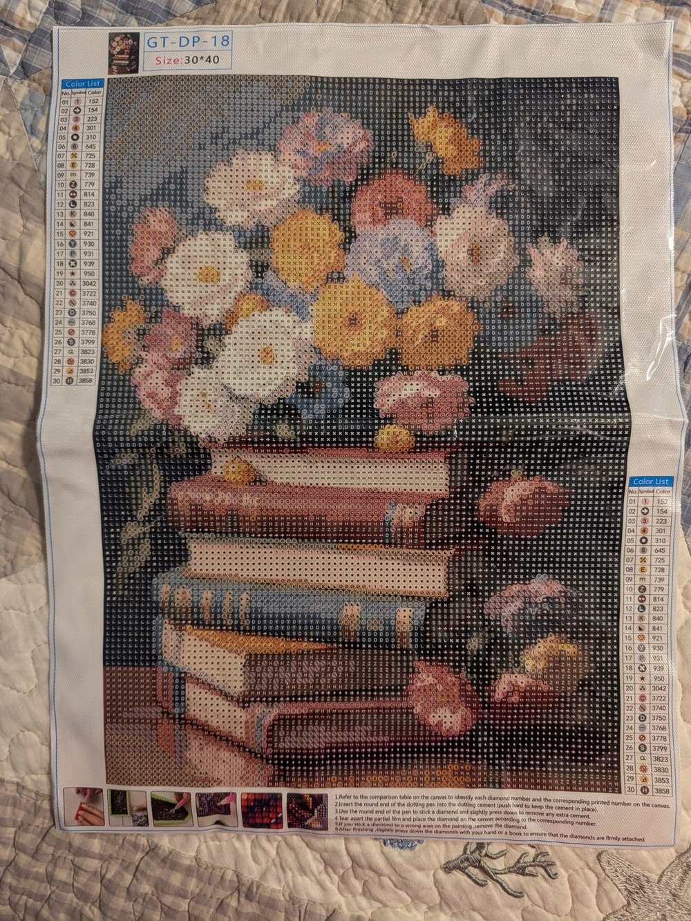 Floral Books Wall Art Diamond Painting - Pink, Yellow, Blue